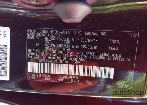 2023 Toyota Highlander Le z USA, uszkodzony, nr VIN 5TDKDRAH5PS006020